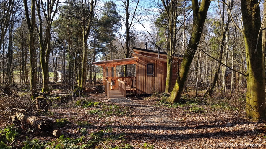 Wooden cabin in woods